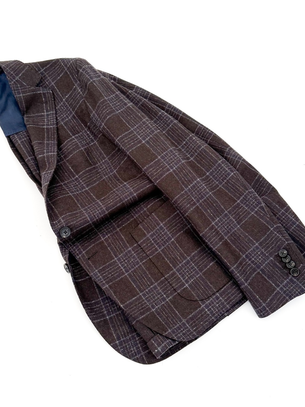 New Maurizio Baldassari Italian Wool Plaid Sport Coat Blazer Men's Brown Blue 40 - Picture 11 of 15